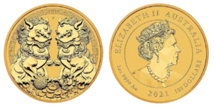 Read more about the article Złota moneta – Złote Australijskie Lwy – Chińskie Double Pixiu 2021 – 1 uncja złota